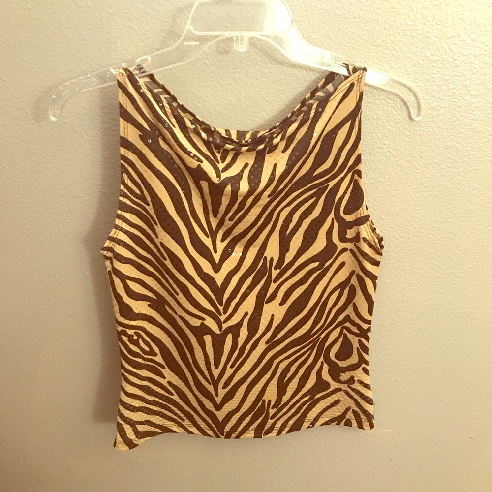 Sequined zebra print tank